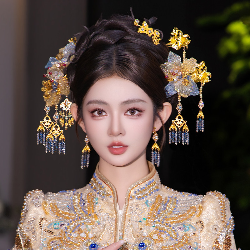 中式新娘头饰古风金色秀禾浅色系渐变造液花流苏减龄精致古典发饰,饰品/流行首饰/时尚饰品新,发饰,淘宝优惠券,粉丝福利购,淘宝优惠卷