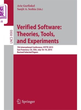 海外直订Verified Software: Theories, Tools, and Experime... 验证软件：理论、工具和实验