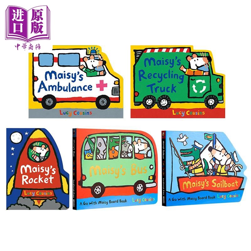 小鼠波波异形书5册 Maisy s Rocket Ambulance Recycling Truck Bus Sailboat 低幼韵律启蒙 纸板书 英文原版【中商原版】