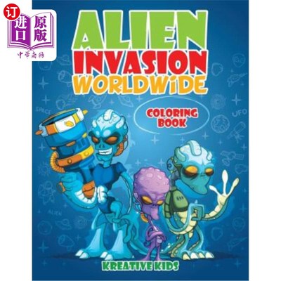 海外直订Alien Invasion Worldwide Coloring Book 外星人入侵世界涂色书