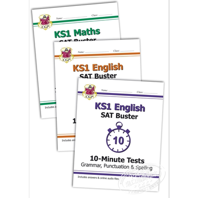 英国CGP原版 KS1 Maths and English 10-Minute Test SAT Buster小学一年级数学英语十分钟小测 英国小学考试专练 5-7岁 中商
