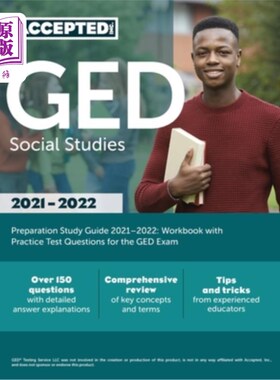 海外直订GED Social Studies Preparation Study Guide 2021-2022: Workbook with Practice Tes GED社会研究准备学