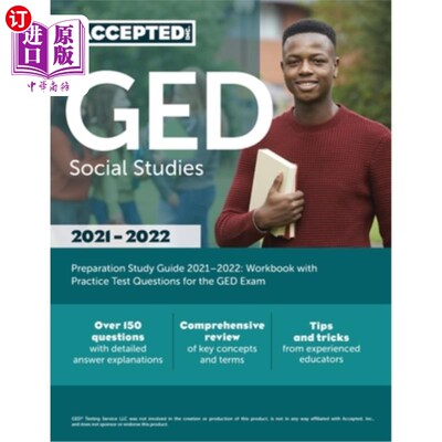 海外直订GED Social Studies Preparation Study Guide 2021-2022: Workbook with Practice Tes GED社会研究准备学