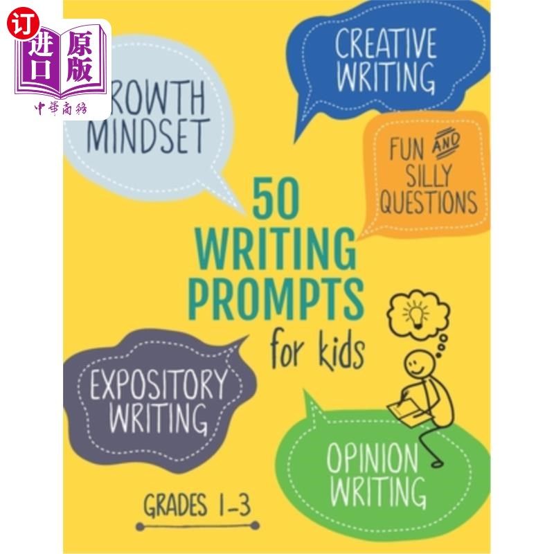 海外直订50 Writing Prompts for Kids: Growth Mindset Questions Creative Writing Opinion W 给孩子的50个写作提示:成长