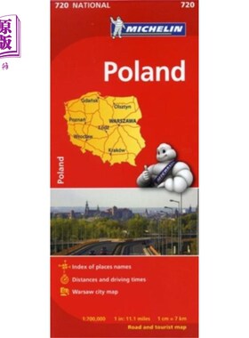 海外直订Poland - Michelin National Map 720 波兰-米其林国家地图720