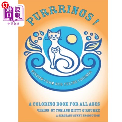 海外直订Purring!: Cute Feline Coloring Book for Adults and Kids 呼噜声!:可爱的猫涂色书成人和儿童