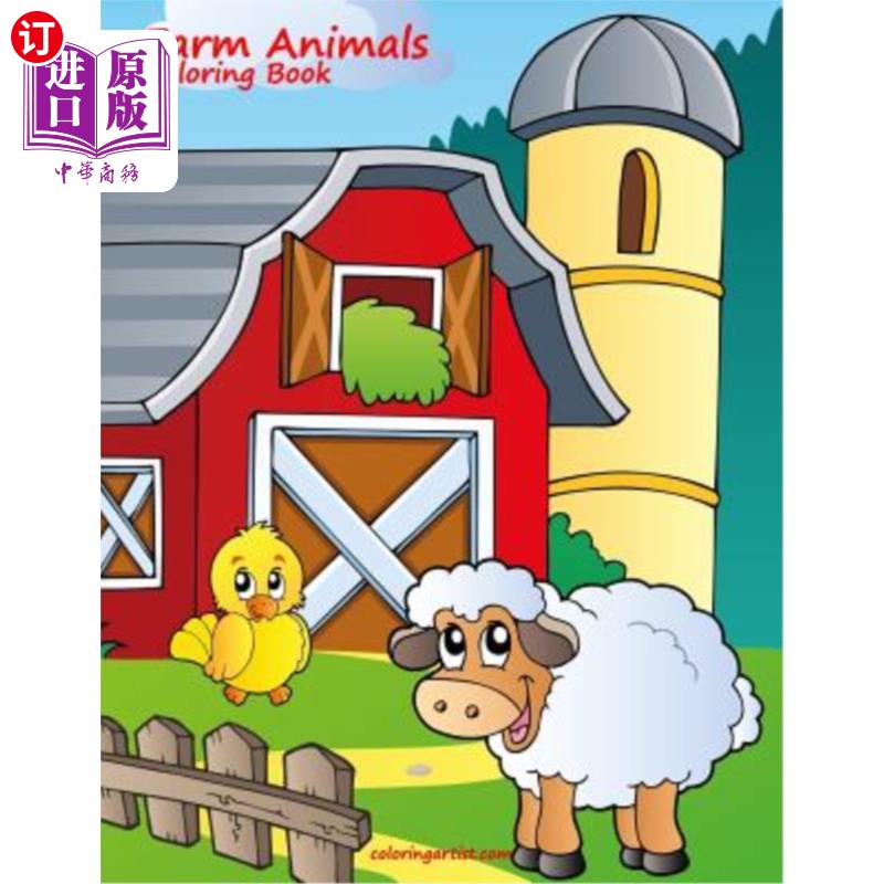 海外直订Farm Animals Coloring Book 1 农场动物涂色书