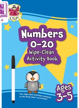英国原版CGP教辅 New Numbers 0-20 Wipe-Clean Activity Book 新版 0-20 数字可擦式活动手册 3-5岁 附笔【中商原版】