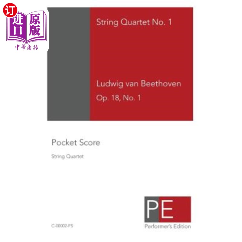 海外直订Beethoven String Quartet No. 1: Pocket Score 贝多芬弦乐四重奏第1号：袖珍乐谱