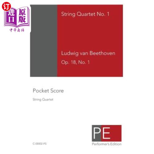海外直订Beethoven String Quartet No. 1: Pocket Score 贝多芬弦乐四重奏第1号：袖珍乐谱