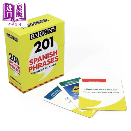 Barrons巴朗外语指南 201 Spanish Phrases You Need to Know Flashcards 201个需知西班牙语短语卡片 英文原版【中商原版】
