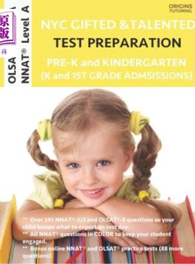 海外直订NYC Gifted and Talented Test Preparation Pre-K and Kindergarten: Olsat Workbook  纽约市K学前和幼儿园天才考