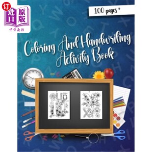 kids and Workbook 海外直订Coloring lette Activity with Handwriting 涂色和书写活动手册：供孩子 Book practice for