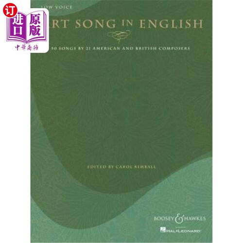 海外直订Art Song in English - 50 Songs by 21 American and British Composers: Low Voice 英语艺术歌曲-21位美国和英国