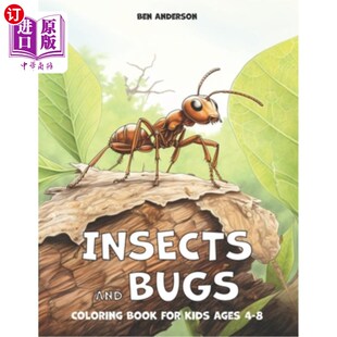 kids Lady and Ages for Coloring Grasshopper 昆虫和虫子：涂色书 with Book Ant Bugs 海外直订Insects 孩子年