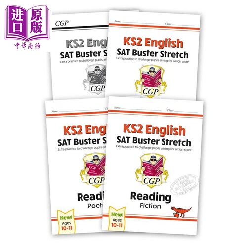现货 CGP New KS2 English Reading SAT Buster Stretch 英国小学毕业考试延伸阅读理解备考教辅练习套装4册 10-11岁【中商原版】