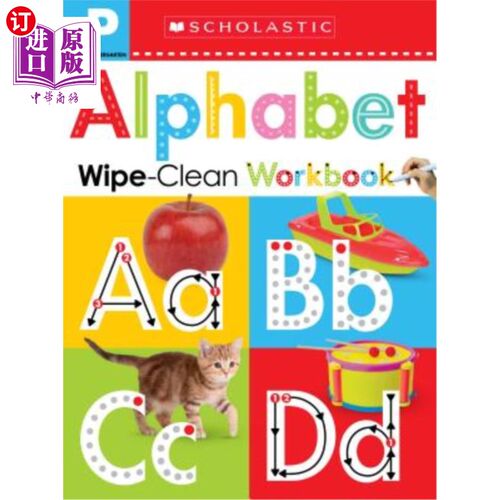 海外直订Wipe-Clean Workbook: Pre-K Alphabet (Scholastic Early Learners) 擦拭干净的练习册：学前字母（学前儿童）