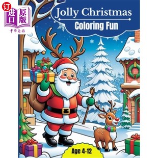 Book 海外直订Jolly Fun Coloring 快乐圣诞着色乐趣：着色书 Christmas