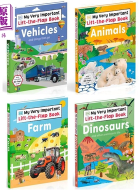DK互动小百科4册 My Very Important Lift-the-Flap Book英文原版 动物+农场+交通工具+恐龙与史前动物 儿童科普【中商原版】
