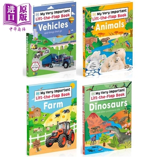 DK互动小百科4册 My Very Important Lift-the-Flap Book英文原版 动物+农场+交通工具+恐龙与史前动物 儿童科普【中商原版】