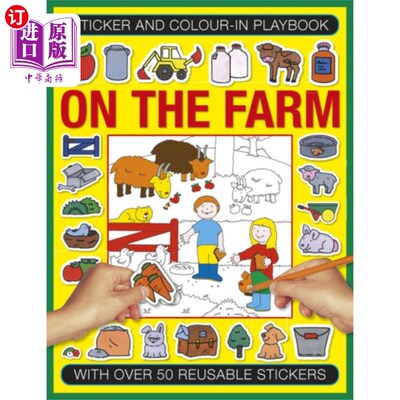 海外直订Sticker and Color-in Playbook: On the Farm 贴纸和彩色游戏手册:在农场