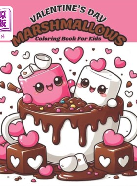 海外直订Valentine's Day Marshmallows Coloring Book for Kids 情人节棉花糖儿童涂色书
