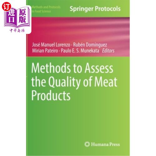 海外直订Methods to Assess the Quality of Meat Products 肉制品质量评价方法