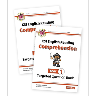 预售 英国CGP原版 KS1 English Targeted Question Book Comprehension 小学1年级英语阅读理解练习套装2册 含答案【中商原版】