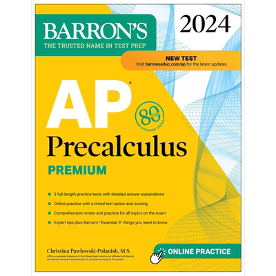 新版2024年 AP考试微积分预科高级版3次练习测试综合复习在线练习巴朗AP考试课程AP Precalculus Premium Barrons【中商原版?