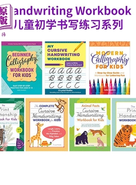 儿童初学书写练习幼儿学写字 英文原版英语单词连体花体印刷体字母连笔学习Calligraphy Handwriting Workbook【中商原版】