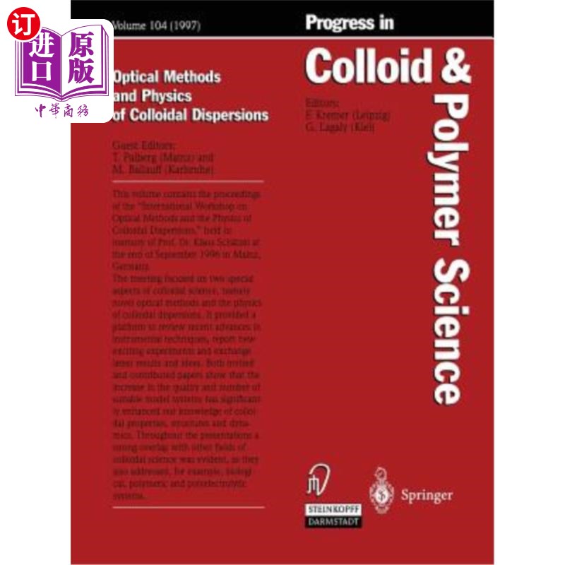 海外直订Optical Methods and Physics of Colloidal Dispersions 胶体分散体的光学方法和物理