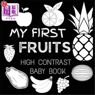 Baby Fruit 海外直订High Fruits For 高对比度婴儿书 White Book and Black 水果：我 First Contrast