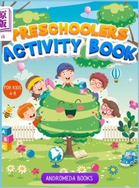 海外直订Preschoolers Activity Book for kids 4-8: A coloring book with scissors skills, c 学龄前儿童活动书4-8：一本