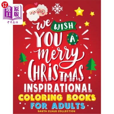 海外直订Merry Christmas Inspirational Coloring Books for Adults: Relaxation, Motivationa 圣诞快乐成人励志彩绘书：放