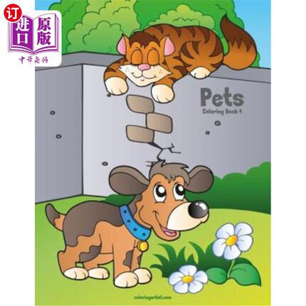 海外直订Pets Coloring Book 4 宠物着色书4