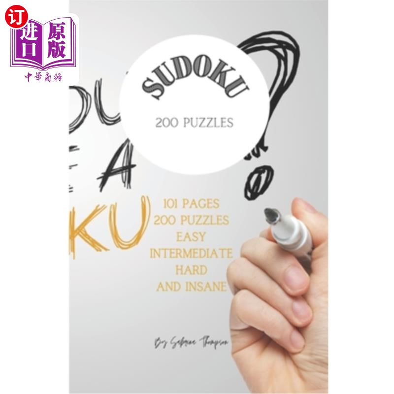 海外直订Sudoku Puzzle Book: 101 pages, 200 puzzles hours of fun! From Beginner to Pro ev 数独益智书:101页