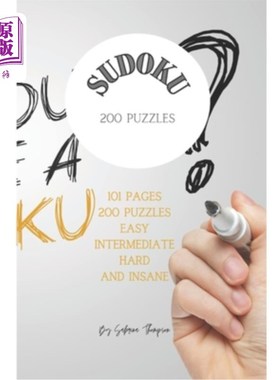 海外直订Sudoku Puzzle Book: 101 pages, 200 puzzles hours of fun! From Beginner to Pro ev 数独益智书:101页