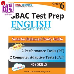 Grade SBAC考试准备：6年级英语语 Practic Literacy Test Prep Ela English Core 海外直订Sbac Language Common Arts