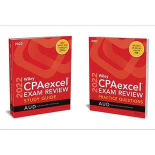 预售 Wiley注册会计师2022年学习指南+题册 审计 WileyS Cpa 2022 Study Guide + Question Pack 英文原版 会计【中商原版】