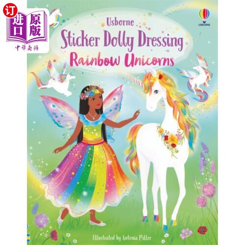 海外直订Sticker Dolly Dressing Rainbow Unicorns 贴纸多利穿着彩虹独角兽