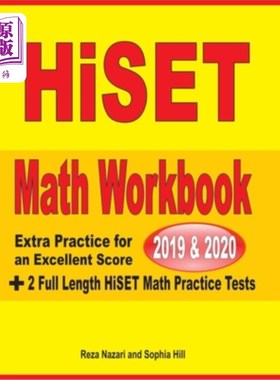 海外直订HiSET Math Workbook 2019 & 2020: Extra Practice for an Excellent Score + 2 Full  他的数学练习册201