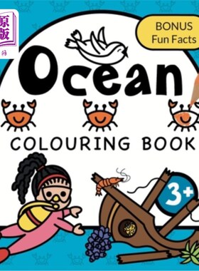 海外直订Colouring Book Ocean For Children: Whales, Sharks, Turtles and Sunken ships for  儿童海洋:鲸鱼，鲨鱼，海龟
