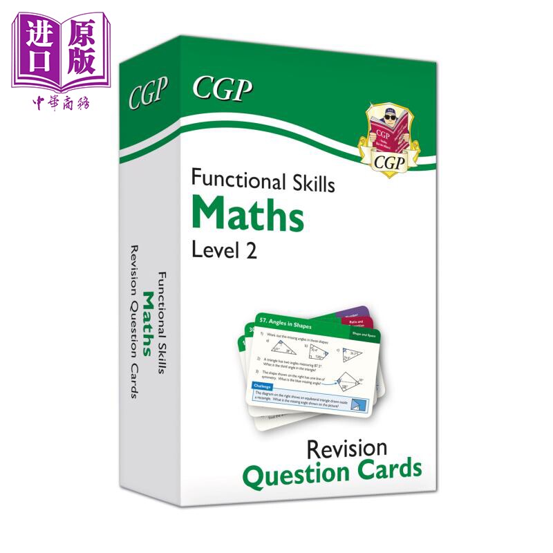 现货 英国原版CGP教辅 新功能技能数学修订问题卡2级 New Functional Skills Maths Revision Question Cards Level2【中商原版】