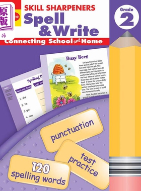 预售 技能铅笔刀 拼写练习册 二年级 Skill Sharpeners Spell and Write Grade 2 英文原版进口 儿童教材教辅 小学课程【中商原版?