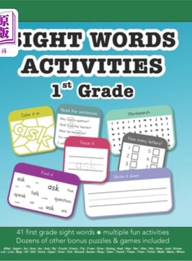 海外直订Sight Words First Grade vocabulary building activities: Education resources by B 一年级词汇积累活动: