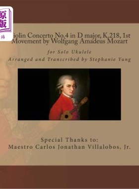 海外直订Violin Concerto No.4 in D major, K.218, 1st Movement by Wolfgang Amadeus Mozart: D大调第四小提琴协奏曲，K.2