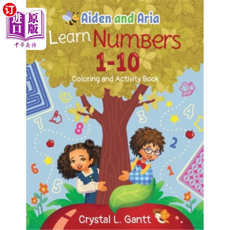 海外直订Aiden and Aria Learn Numbers 1-10: Coloring and Activity Book 艾登和艾瑞亚学习数字1-10:着色和活动书