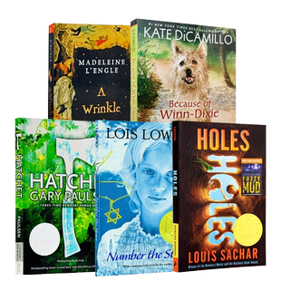 纽伯瑞获奖儿童文学英文书5册 夏洛特的网Charlottes web 时间的皱纹Wrinkle in Time 数星星傻狗温迪克 Holes洞【中商原版】