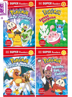预售 DK超阅小读者 4册 Super Readers Level 1&2 Pokémon 宝可梦 英文原版 卡通动画故事绘本 分级阅读读物 6岁以上【中商原版】