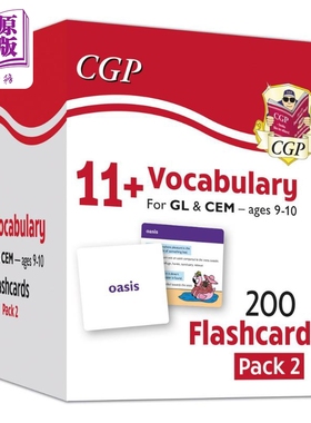 英国原版教辅CGP 11+ Vocab Cards Pack 2 ages 9-10 11+词汇卡包2，9-10岁 英文原版 进口图书 教材教辅参考书【中商原版】